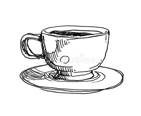 Coffee Draw, Coffee Cup Illustration, Coffee Cup Tattoo, Coffee Cup Drawing, Tea Tattoo, Cup Illustration, Coffee Doodle, Mug Drawing, Cup Tattoo