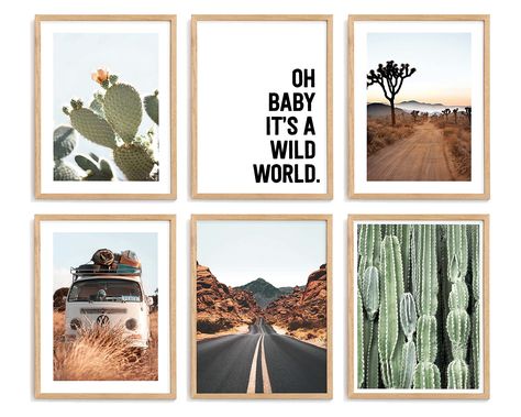 PRICES MAY VARY. Let's go on a desert vacation! This collection consists of six different posters mixing photo art and typography in a warm color palette. Enjoy the stunning desert views and the adventure that lies ahead. Decorate your home with the things you love the most; these desert posters look great arranged in a grid-style gallery wall. Museum quality art is printed on a sustainable premium paper with matte finish and smooth surface. Printed on environmentally friendly FSC certified pape Poster Prints For Room, Boho Western Living Room, Prints For Room, Desert Vacation, Nature Room, Travel Wall Decor, Chic Bedroom Decor, Warm Colour Palette, Poster Store