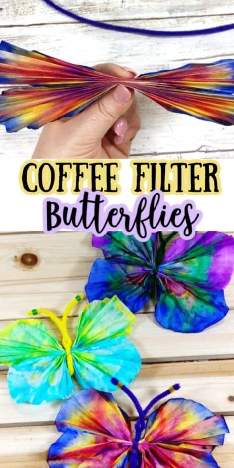 Coffee Filter Butterflies, Spring Toddler Crafts, Diy – Velikonoce, Paper Flower Centerpieces, Coffee Filter Crafts, Bug Crafts, Stylish Backpack, Make Coffee, Spring Fun