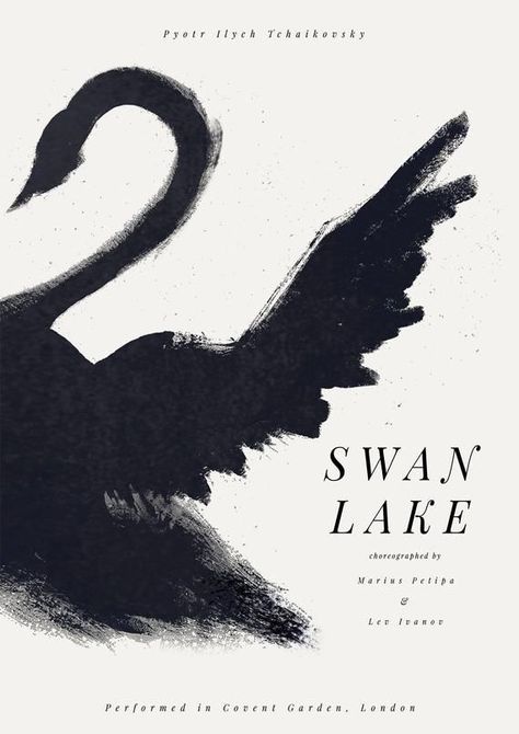 Swan Lake Poster, Affiches D'art Déco, The Black Swan, Ballet Posters, Swans Art, Poster Room, Pink Posters, Black And White Posters, Vintage Poster Art