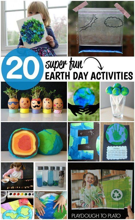 20 Super Fun Earth Day Activities for Kids. Science experiments, crafts, playdough recipes... tons of awesome ideas!! Earth Friendly Crafts, Earth Day Activities For Kids, Kids Science Experiments, Playdough To Plato, Earth Week, Earth Day Projects, Earth Day Crafts, Earth Day Activities, Kids Science