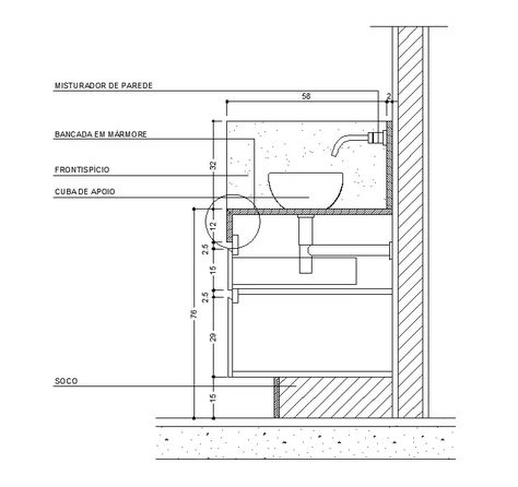 Washbasin section details are stated in this AutoCAD drawing file. This section detail of bathroom washbasin drawing. Download this 2d AutoCAD drawing file. Wash Basin Drawing, Bathroom Details Drawing Interior Design, Bathroom Section Drawing, Interior Drawings Detail, Bathroom Details Drawing, Bathroom Elevation Drawing, Bathroom Drawings, Bathroom Section, 2d Autocad Drawing