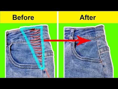Take In Jeans Waist, Take In Jeans, Fit Jeans Diy, How To Downsize, Hemming Jeans, How To Make Jeans, Altering Jeans, Couture Invisible, Repair Jeans