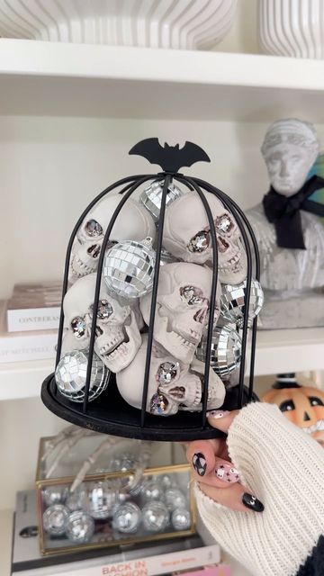 Elaborate Trunk Or Treat Ideas, Pastel Halloween Decorations Diy, Disco Ball Halloween Decor, Disco Halloween Decor, Halloween Shelf Decor Ideas, Halloween Cloche Ideas, Disco Ball Halloween, Target Halloween Decor, Target Stuff