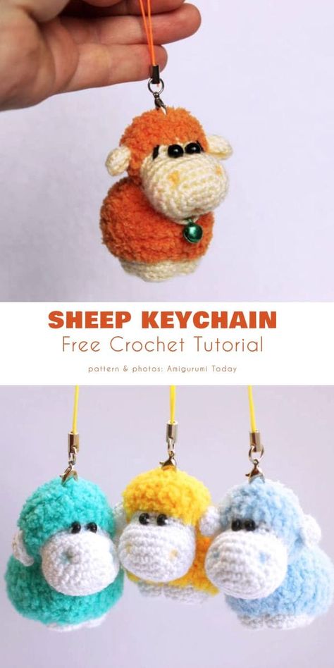 Sheep Keychain Free Crochet Patterns Crochet Stuffed Animals Keychain, Free Crochet Patterns Amigurumi Animals Keychains, Amigurumi Keychain Free Pattern Key Rings, Crochet Sheep Keychain, Crochet Keyring Pattern Free, Crochet Keyrings Free Pattern, Keyring Crochet Free Pattern, Crochet Gnome Keychain Pattern Free, Crochet Keychain Animals