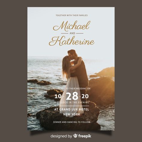 Wedding invitation template with photo | Free Vector #Freepik #freevector #wedding #wedding-invitation #invitation #party Wedding Invitations Shutterfly, Engagement Invitation Cards With Photo, Wedding Invitations Couple Photo, Wedding Card Design With Photo, Wedding Card Design With Picture, Wedding Invitations With Couple Photo, Wedding Invitation Cards Pictures, Wedding Cards With Photo, Wedding Card With Picture