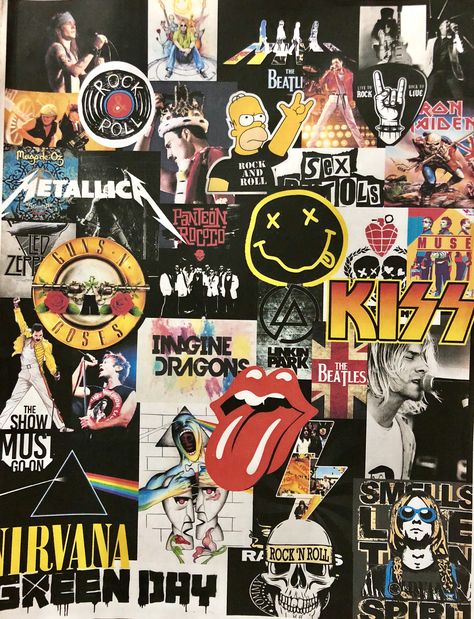 Rock and roll Rockband Logos, Muzică Rock, Kunstjournal Inspiration, Rock Background, Reka Bentuk Grafik, ポップアート ポスター, Rock Band Logos, Rock Band Posters, Band Poster