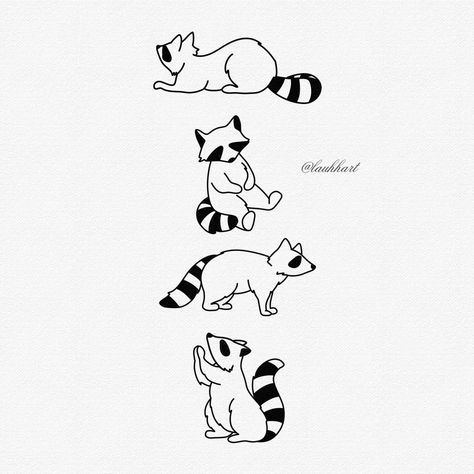 Tattoo flash - @lauhhart on Instagram Croquis, Raccoon Flash Tattoo, Animal Tiny Tattoo, Mini Raccoon Tattoo, Raccoon And Fox Tattoo, Small Raccoon Tattoo Simple, Raccoon Line Tattoo, Raccoon With Cowboy Hat Tattoo, Fine Line Raccoon Tattoo