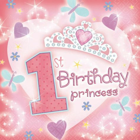 1st Birthday Princess Lunch Napkins (36 count) Description: Great value at a great price!! Package includes (36) 3-ply pink paper lunch napkins that feature a big heart with a t Happy 1st Birthday Princess, Happy Birthday Baby Girl, 1st Birthday Wishes, 1st Birthday Princess, First Birthday Cards, Happy First Birthday, Happy Birthday Girls, Happy Birthday Baby, Girl Birthday Cards