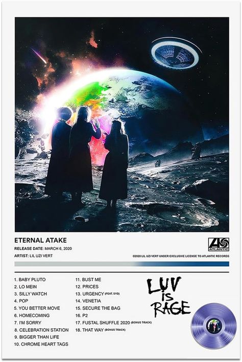 Lil Uzi Vert Music Posters Eternal Atake Poster Music Album Cover Signed Limited Canvas Wall Art Picture Print Modern Bedroom Wall Decor for Room Aesthetic Living Room Unframed 16x24inch(40x60cm) Eternal Atake Album Cover, Decor For Room Aesthetic, Modern Bedroom Wall Decor, Eternal Atake, Modern Bedroom Wall, Forest Hills Drive, Decor For Room, Aesthetic Living Room, Poster Music