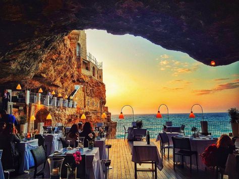Grotta Palazzese in Puglia, Italy. | 16 Once-In-A-Lifetime Restaurants Everyone Should Eat At Cabo San Lucas, Marmaris, Ireland Travel, Grotta Palazzese, Italian Vacation, Puglia Italy, Voyage Europe, Destination Voyage, Travel Inspo