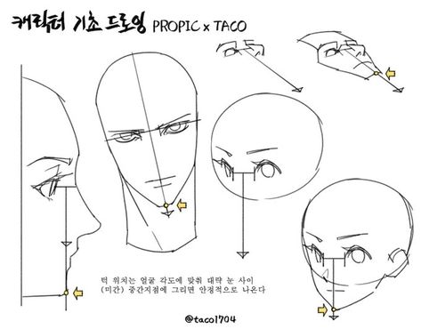 Croquis, Face Tutorial Drawing, Taco Drawing, 얼굴 드로잉, Comic Tutorial, Manga Drawing Tutorials, Drawing Examples, Human Anatomy Art, Figure Drawing Reference