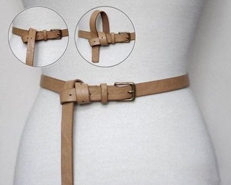 DIY 12 Awesome ways to help you Knot a Long Belt Diy Fashion Belt, How To Tie A Belt, Belt Knots, How To Wear Belts, Bum Bag Outfit, Diy Belt For Dresses, Simpul Pita, Ikat Pinggang, Diy Belts