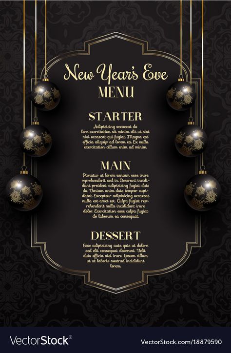 Christmas Menu Design, New Years Eve Menu, Hanging Baubles, New Year Menu, Bingo Card Template, Baby Shower Menu, Christmas History, Food Menu Template, Restaurant Menu Template