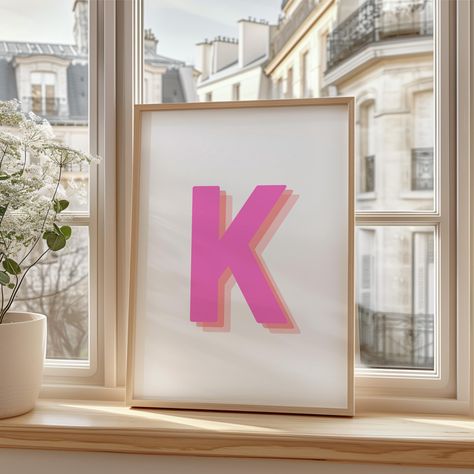 Initial K, Antique Vintage Decor, Poster Baby, Baby Letters, Wall Art Retro, Download Wall Art, 3d Letters, Letter K, Alphabet Poster