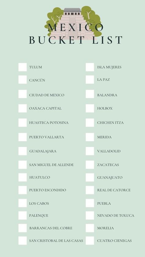 Mexico travel bucket list Cancun Bucket List, Summer List Español, Mexico Travel Tips, Best Places To Travel In Mexico, Mexico Travel Checklist, Mexico Checklist, Mexico Travel Aesthetic, Places To Travel In Mexico, 2023 Bucket List
