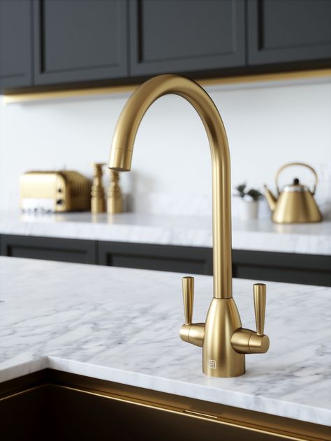 Vibrance kitchen mixer taps are available in 6 body colours and 13 handle colours. YOU CHOOSE !! Brass Kitchen Tap, Gold Taps, Brass Tap, Kitchen Mixer Taps, Brass Kitchen, Gold Kitchen, White Sink, Kitchen Mixer, Tap Handles