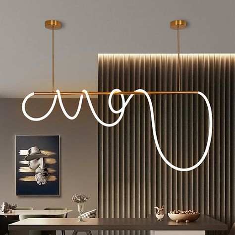 Modern Gold Chandelier, Rope Chandelier, Rope Pendant Light, Lamps Led, Led Rope, Pipe Lighting, Living Room Restaurant, Lamp Lighting, Led Tubes