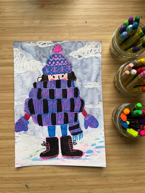 Holiday Art Elementary, Art Ideas For Students, Winter Art Third Grade, Winter Art Second Grade, Winter Art Projects Kindergarten, Winter Art Projects 3rd Grade, Winter Kindergarten Art Projects, Christmas Art For First Grade, Christmas Art Classroom