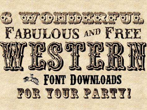 Free Western Fonts  #FreeFonts   an example of similar fonts different textures Cowboy Font, Relay Ideas, Schrift Design, Wild West Theme, Wild West Party, Western Birthday Party, Western Font, Country Party, Western Birthday