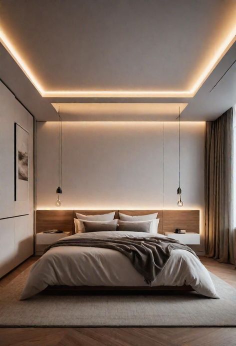 Bedroom Inspirations Modern Luxury, Room Decor Bedroom For Men, Very Simple Bedroom Ideas, Bedroom Modern Minimalist Luxury, Modern Bedroom Bed Design, Bed Ideas For Master Room, Room Design Bedroom Simple, Masterbedroom Decor Ideas Minimalist, Interior Design Cozy Bedroom