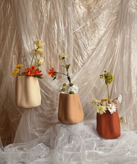 Amanitas Garden Wide vases ~ this was such a fun photoshoot. Looking forward to new vases to create flowers compositions for 👀 #freshflowers #flowerarrangement #organicshapes #vases #3dprinting #productdesign #homedecor Wide Vase, Textured Vase, Fun Photoshoot, Renewable Resources, Vases And Vessels, Life Cycle, Carbon Footprint, Corn Starch, Life Cycles