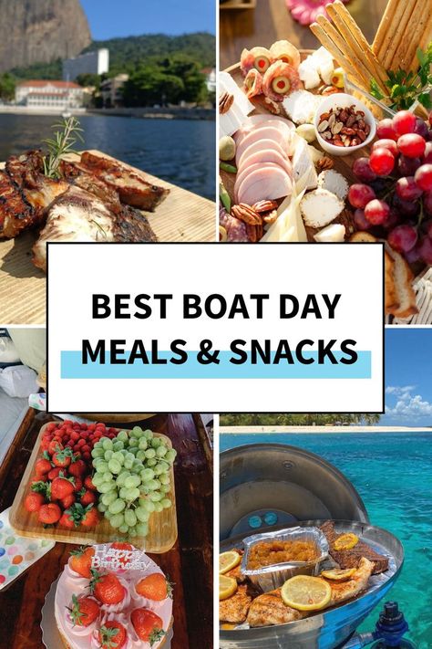 If you’re heading out for a day on the water, bringing enough food and drinks is essential to keep everyone happy, whether boating with young children or seasoned adults. No one wants a hangry crew member onboard the boat. Check out our guide for the best meals & snacks for your next boat day. Lake Party Food, Boating Food Ideas Summer, Lake Snacks, Beach Day Food, Beach Picnic Foods, Pool Party Snacks, Boat Snacks, Pool Snacks, Cottage Meals