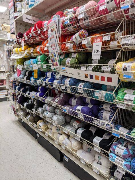 Yarn selection for Impeccable at my local Michaels – see what I said about sales earlier? Tshirt Yarn, Yarn For Sale, Acrylic Fiber, Michael Store, T Shirt Yarn, Beautiful Blankets, Busy Mom, Crochet Ideas, Pretty Good