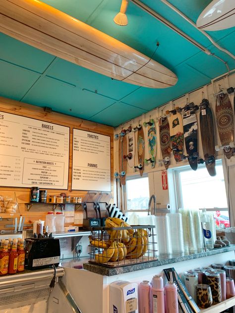 Surf Cafe, Surf Coffee, Surf Room, Surf Aesthetic, Surf Vibes, Beach Cafe, Coastal Life, Hawaii Life, Beach Shop