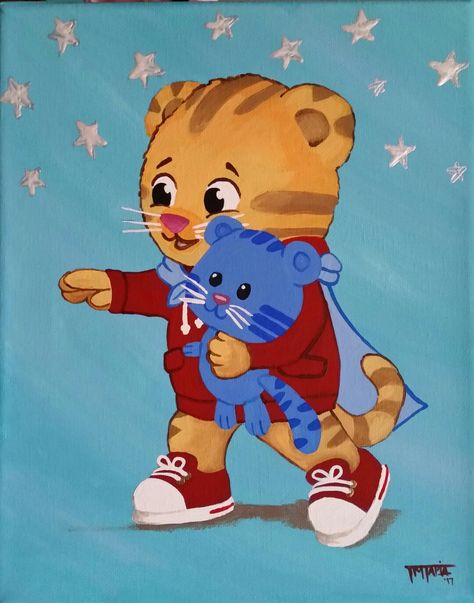 Daniel Tiger acrylic. TanyaTeeArt Daniel Tiger Wallpaper, Daniel The Tiger, Daniel Tiger's Neighborhood, Tiger Poster, Tiger Drawing, Tiger Wallpaper, Daniel Tiger, Tiger Painting, Room Poster