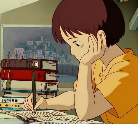 Study Cartoon Aesthetic, Study Art Anime, Study Icon, Studying Girl, Personajes Studio Ghibli, Studio Ghibli Background, Studio Ghibli Characters, School Icon, Study Pictures