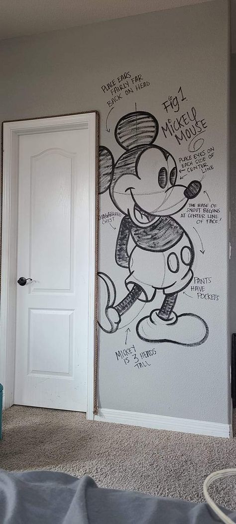 Disney Room Design, Disney Wall Murals Paint, Mickey Room Decor, Disney Inspired Living Room, Disney Home Decor Ideas, Disney Office Ideas For Adults, Disney Craft Room, Disney Themed Bedroom, Disney Room Ideas For Adults