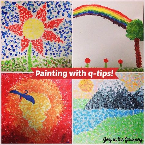 Pointillism - AKA Painting with Q-Tips! - ~Joy in the Journey~ Elderly Activities Crafts, Seniors Crafts, Morning Date, Easy Painting For Kids, School Kids Activities, Grade Three, Q Tip Painting, Teen Library, Famous Painters