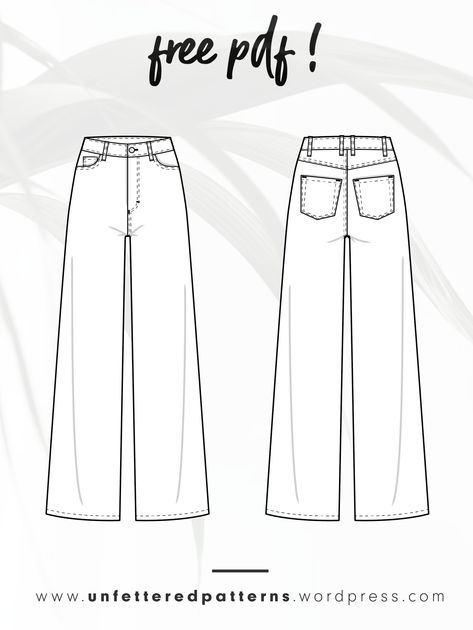 Wide-leg high waist jeans – Free sewing pattern download PDF #UP1001 – Unfettered Patterns Unfettered Patterns, Jeans Pattern Sewing, Wide Leg Pants Pattern, Elegant Bodysuit, Basic Dress Pattern, Free Pdf Sewing Patterns, Jean Large, Free Sewing Pattern, Pants Sewing Pattern