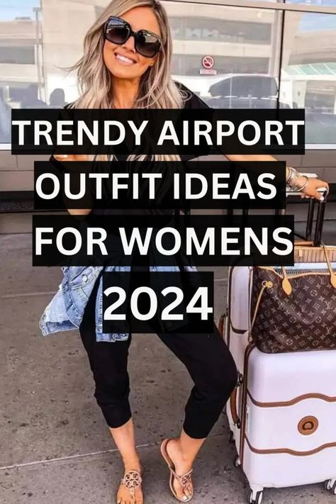 25 BEST CUTE & COMFY AIRPORT OUTFIT IDEAS 2024 81 Summer Airplane Travel Outfits, Cute Airport Outfit Summer, Plane Outfit Airport Style, Airline Outfit, Airport Outfit Spring, Summer Airplane Outfit, Best Travel Outfits For Women, Comfortable Airport Outfit, Travel Day Outfit