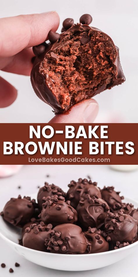 Fiesta Desserts, No Bake Brownie Bites, Fun Dessert, No Bake Brownies, Brownie Bites, Easy No Bake Desserts, Easy Baking Recipes Desserts, Sweet Snacks Recipes, Healthy Dinner Recipes For Two