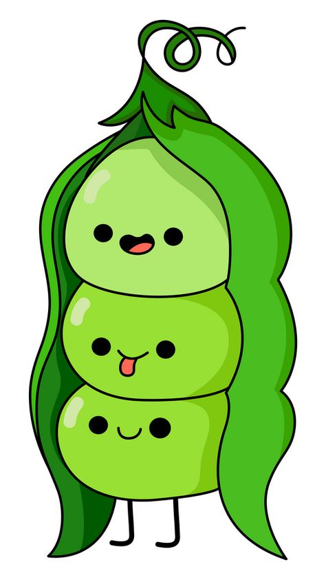 In the realm of illustrations and animations, cute green peas have emerged as delightful symbols of warmth and joy. Their round, chubby shapes, combined with their bright, inviting color, make them a... Food Kawaii Illustration, Green Doodles, Cartoon Vegetables, Kawaii Green, Vegetable Drawing, Vegetable Cartoon, Kawaii Faces, Snow White Disney, Animal Doodles