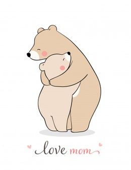 Cartoon animal hand drawn style | Premium Vector Hugging Bears Drawing, Bears Hugging Drawing, Hug Cartoon, Mothers Day Cartoon, Hugging Drawing, Decoration Creche, Mothers Day Drawings, Mom Drawing, Hug Illustration