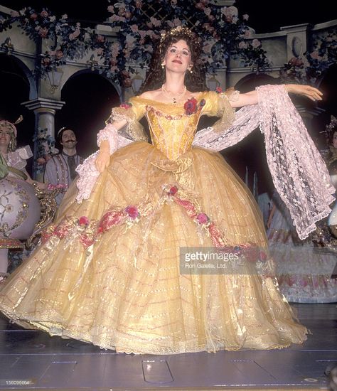 Actress Susan Egan performs in the 'Beauty and the Beast' Opening Night Performance on April 18, 1994 at The Palace Theatre in New York City. Beauty And The Beast Stage Costumes, Belle Dress Beauty And The Beast, Belle Beauty And The Beast Costume, Belle Beauty And The Beast Dress, Belles Dress Beauty And The Beast, Disney Broadway, Susan Egan, Belles Dress, Beauty And The Beast Dress