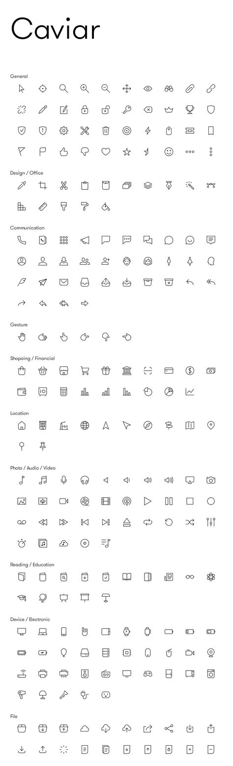 Caviar is a well-crafted icon set dedicated to match your exquisite designs. Every single detail in each icon was carefully tuned to present minimalism and elegance. With 450 icons, Caviar provides the most essential icons for your app, web and graphic design. Icon Sets Design, Journal App Design, Mobile App Icon Design, Web Icons Design, Web Icon Design, Graphic Design Icons Symbols, Modern Icon Design, Minimal Icons Aesthetic, Simple Icons For Apps