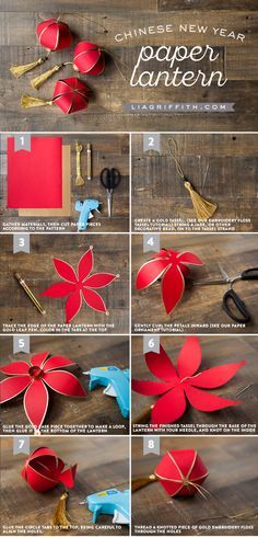 Make your own pretty DIY paper lantern for Chinese New Year with this design, download and tutorial by handcrafted lifestyle expert Lia Griffith Templat Kotak, Lantern Chinese, Lantern Paper, Diy Lantern, Paper Lanterns Diy, Chinese Crafts, Chinese New Year Crafts, Chinese New Year Decorations, Instruções Origami