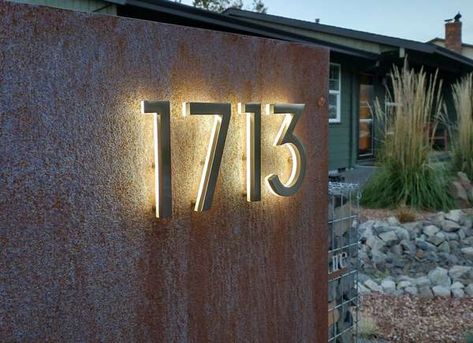 Light Up House Numbers, House Number Ideas Outdoor, Letter Address, Large House Numbers, Contemporary House Numbers, Illuminated House Numbers, Led House Numbers, Number Ideas, Custom House Numbers