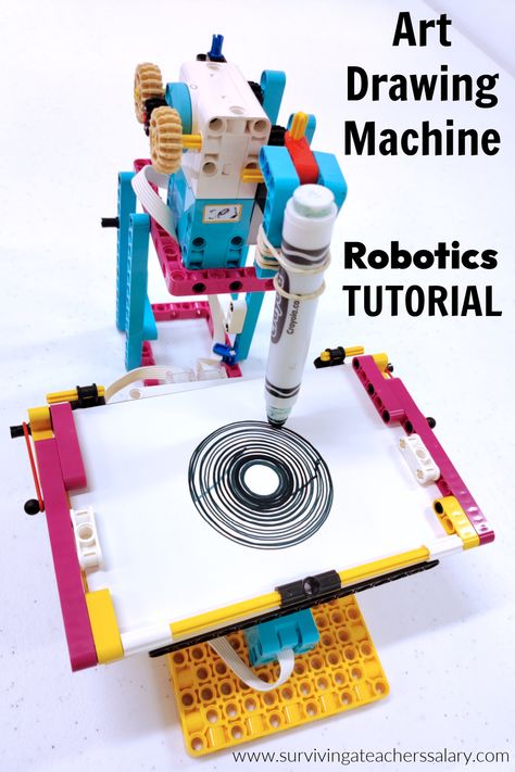 Lego Coding, Lego Spike Prime, Lego Stem Activities, Lego Stem Challenge, Lego Drawing, Robotic Art, Lego Stem, Lego Robotics, Drawing Robot