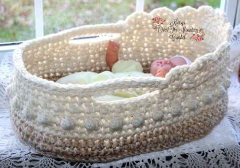 Crochet Dolls Moses Basket Free Pattern, Crochet Baby Bassinet Free Pattern, Crochet Baby Doll Basket, Crochet Doll Moses Basket Free Pattern, Doll Moses Basket Pattern, Crochet Doll Basket Free Pattern, Crochet Bassinet Pattern Free, Crochet Baby Baskets Free Patterns, Crochet Doll Basket