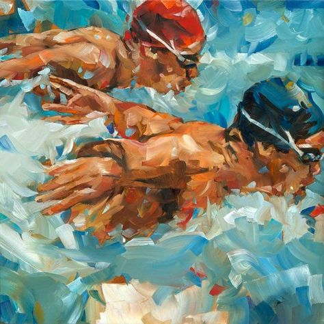 Art And Illustration, Swimming Art, Sports Painting, Art Sport, 남자 몸, Sport Art, A Level Art, Sports Art, Water Painting