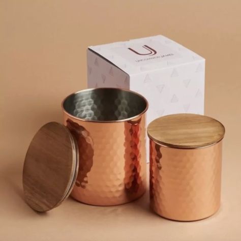 New In Package, Never Used Uncommon James Brand Hammered Copper Canister Set! Comes With Two Canisters, Each With Their Own Lid. From A Smoke-Free, Cat Friendly Home! Feel Free To Ask Any Questions In The Comments, Bundle, And/Or Make An Offer.