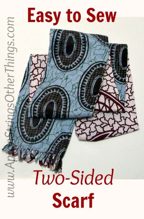 Easy to Sew Two-Sided Scarf Diy Silk Scarf, Dining Scarf, Scarf Sewing, Sewing Scarves, Scarf Sewing Pattern, Flannel Scarves, Scarf Tutorial, Scarf With Fringe, Fabric Scarf