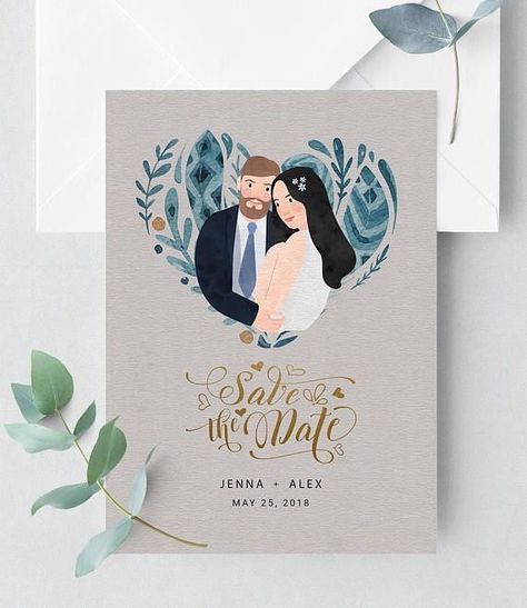 Save The Date Ideas Magnets, Save The Date Ideas Diy, Date Ideas Diy, Engagement Photos Ideas Fall, Fotos Save The Date, Save The Date Illustration, Illustration Save The Date, Date Illustration, Illustrated Couple
