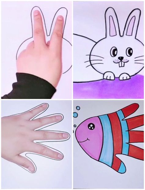 Handprint Animal Drawing Tricks for Kids | animal | Learn to Make Animal Drawings with Handprint Trick | By Kidpid Hand Print Elephant, Drawing Animals With Hand, Animal Hand Drawing, Hand Animals Drawing, Finger Art For Kids, Hand Print Animals For Kids, Handprint Animals For Kids, Drawing Tricks For Kids, Hand Animals