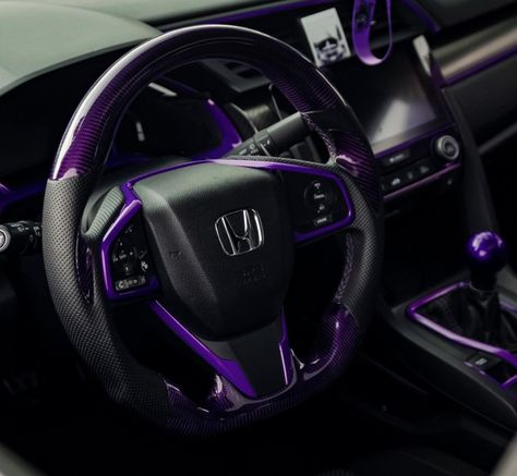 Car interior G.O.A.L.S. 😍 😍 ft: @susanthesi🔥 #TeamGillman #TeamGillmanHondaNorth #HondaInterior #Honda #CarInterior #InteriorGoals #CustomInterior #Houston #HTX Midnight Car Wrap, Honda Interior Ideas, Honda Civic Purple Interior, Honda Civic Type R Interior, Honda Civic Interior Accessories, Honda Accord Custom Interior, Honda Civic Accessories Interiors, Honda Civic 2019 Modified, Cool Car Interior Ideas Aesthetic